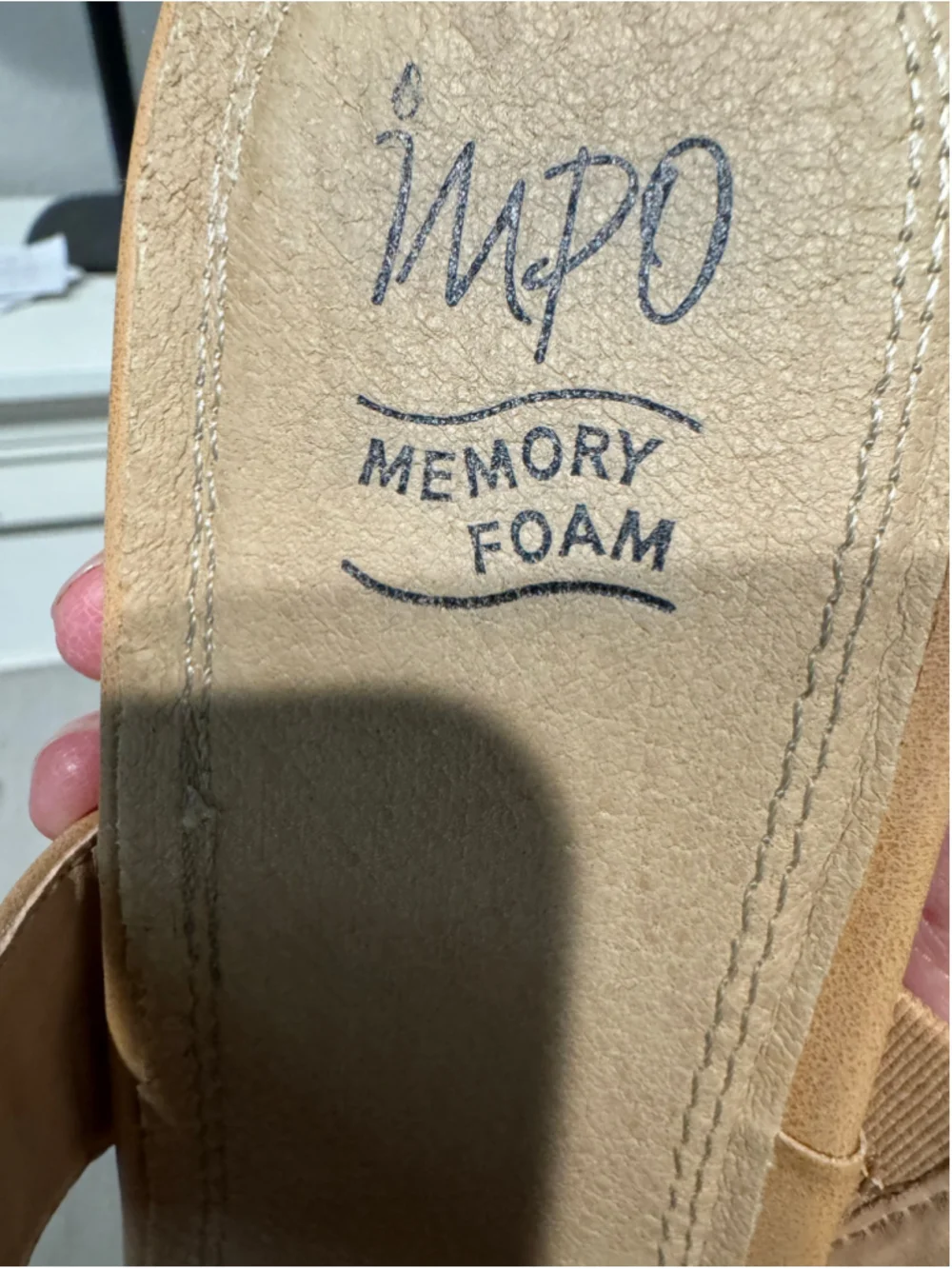 Women's Impo Wedge Thong Sandals Size 10 Beige Gold